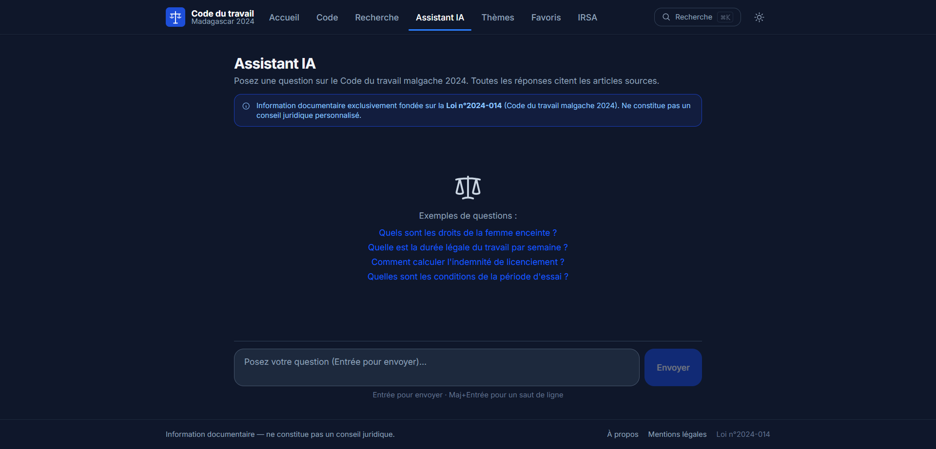 Plateforme IA — Code du travail malgache 2024